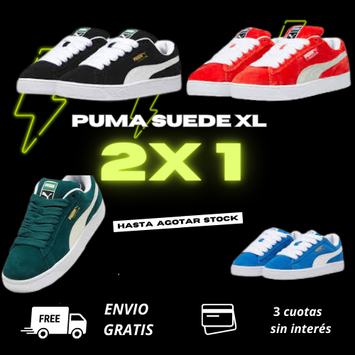 💥🔥 2x1 en Puma Suede XL: ¡Estilo y comodidad al doble! 🏆👟 No te pierdas esta oportunidad única. 🔥💥